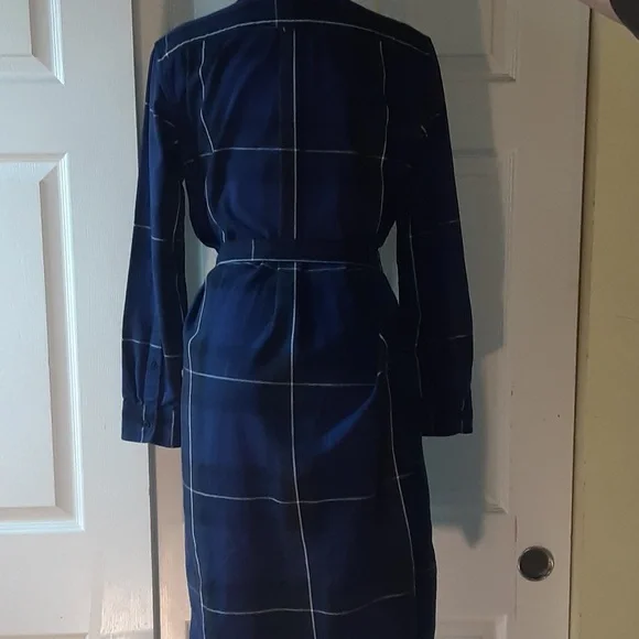 GAP Navy Plaid Shirt Dress Tie Waist – Size Small - Picture 4 of 7
